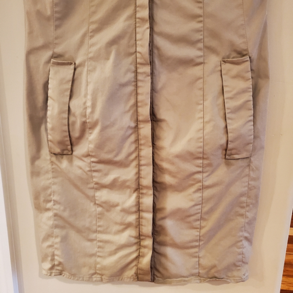 Zara Trench Coat Style Sleeveless Button Up Shirt Dress Khaki Size Large - Picture 5 of 14